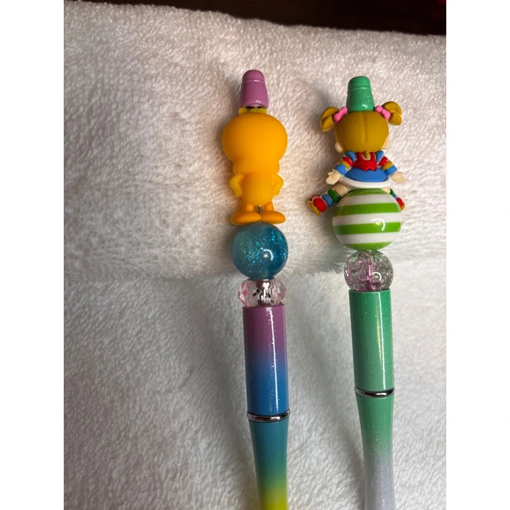 Handmade Beaded Pens Set of 2 Green